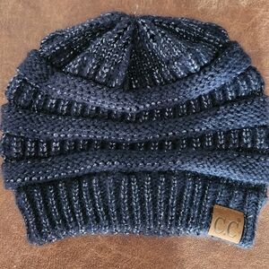 C.C Navy And Silver Knit Beanie